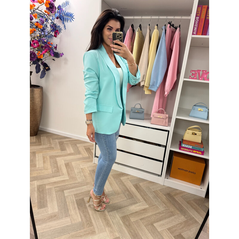 Blazer trendy smock Turquoise