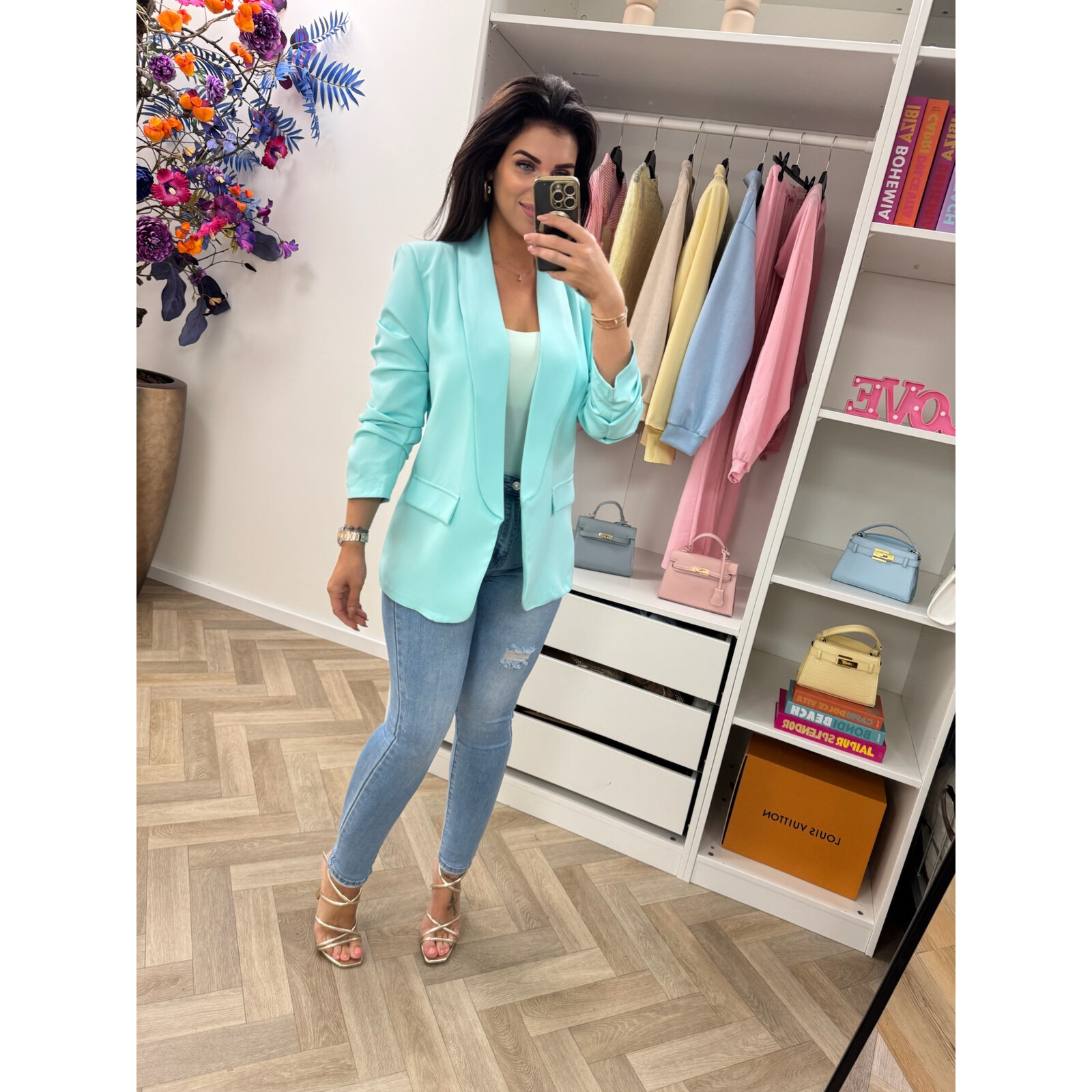 Blazer trendy smock Turquoise