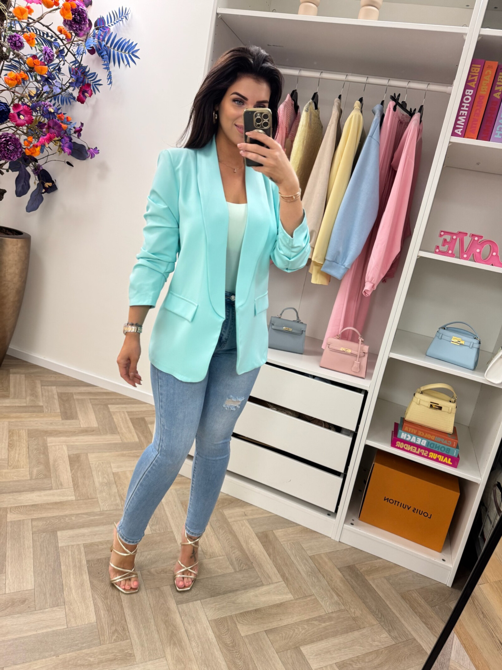 Blazer trendy smock Turquoise