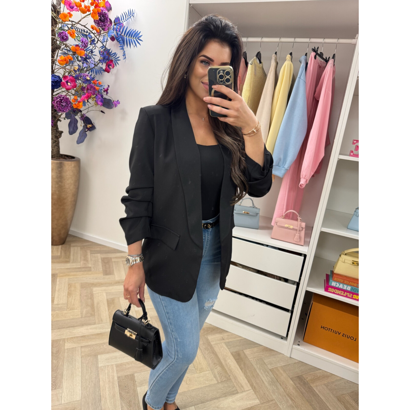 Blazer trendy smock Black