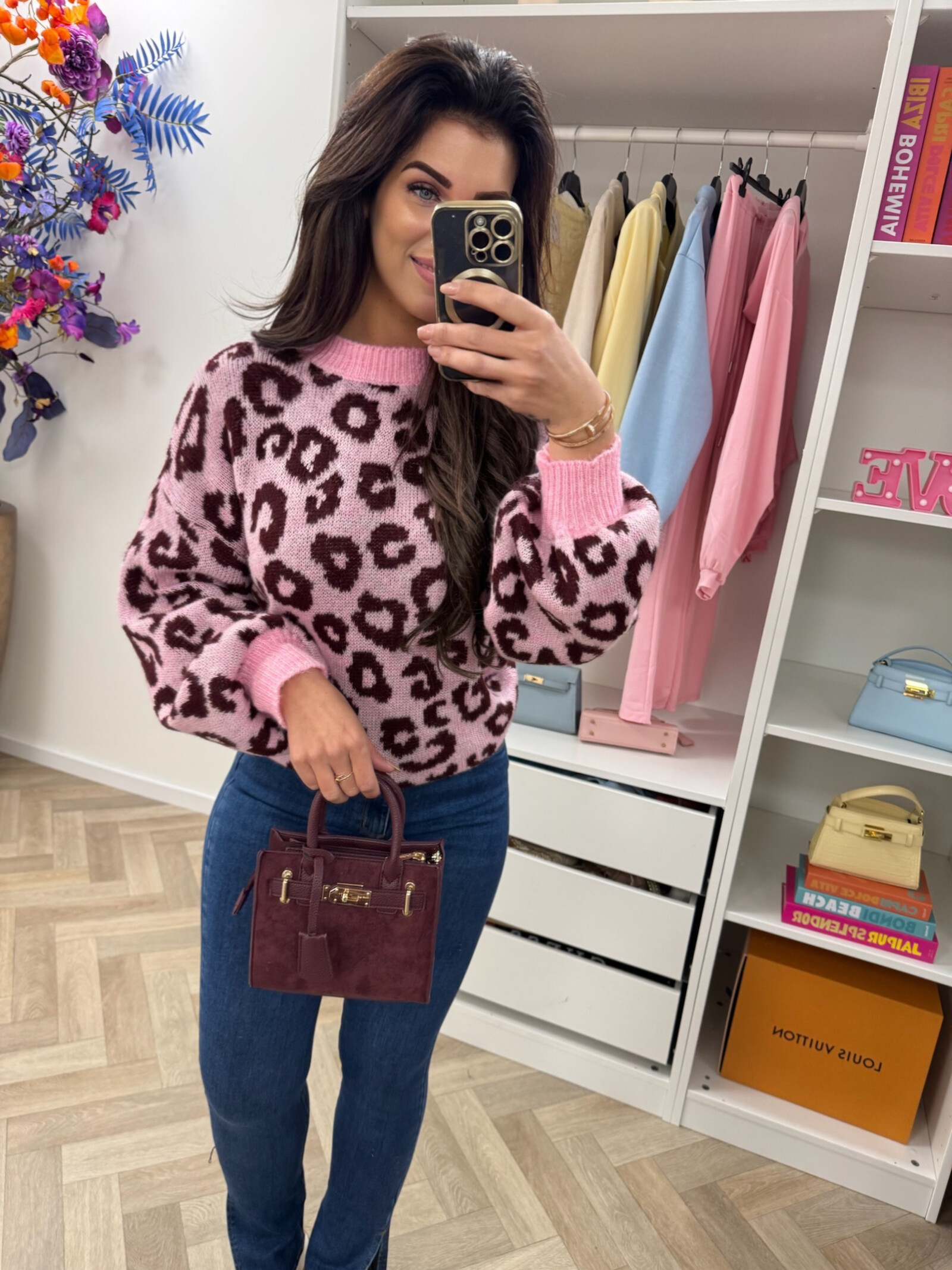 Trui all leopard Light Pink