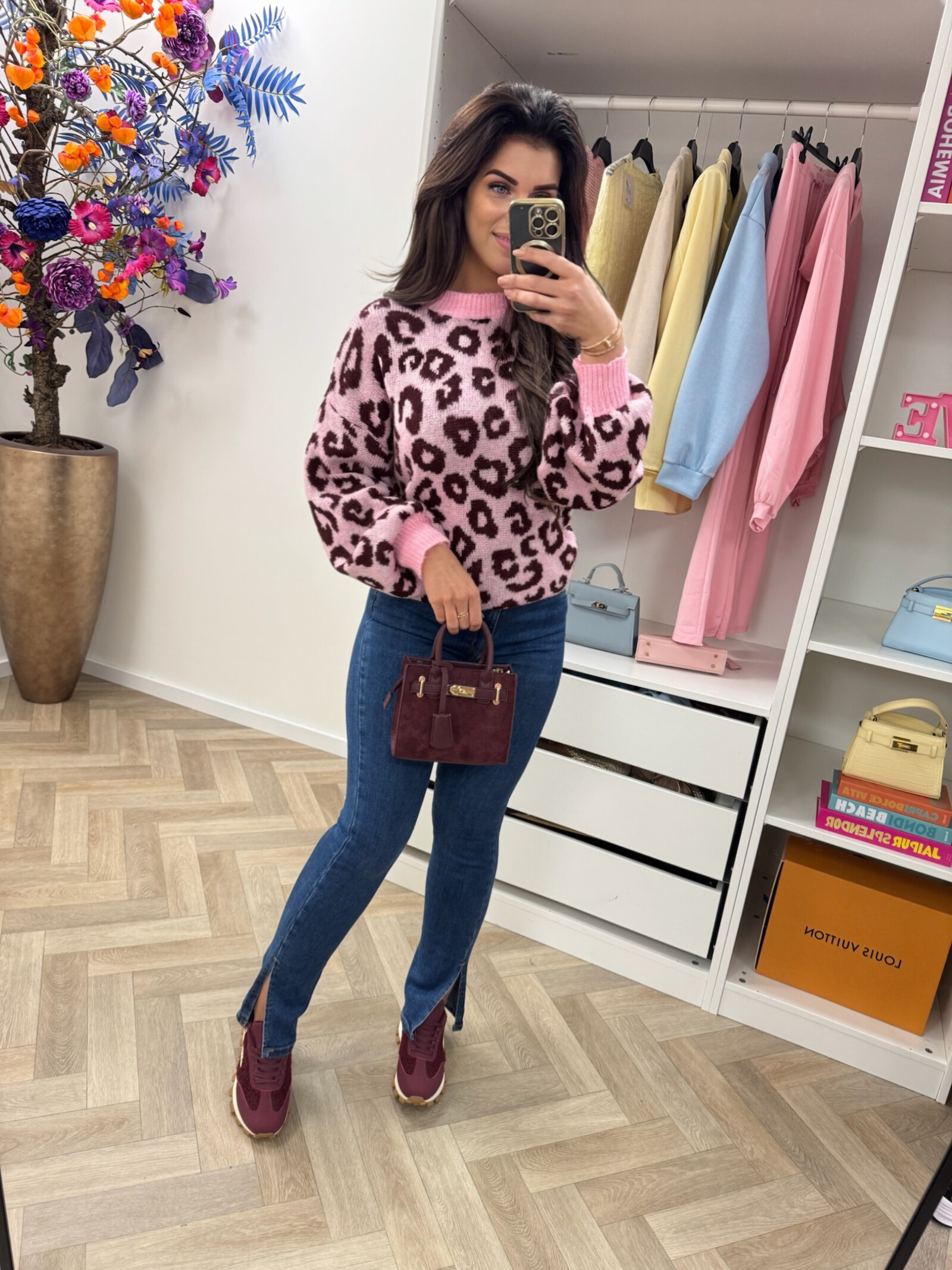 Trui all leopard Light Pink