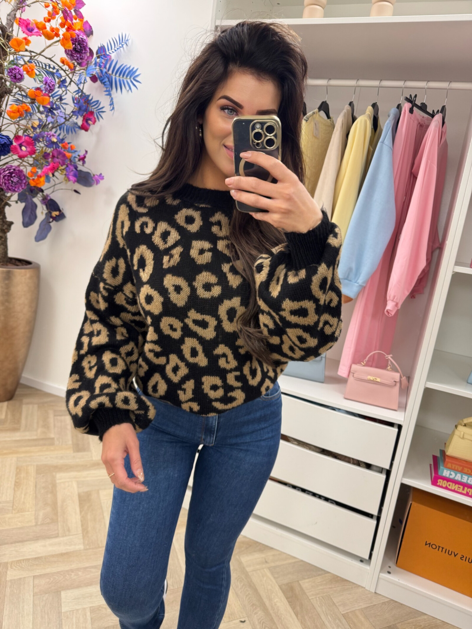 Trui all leopard Black