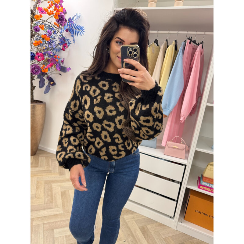 Trui all leopard Black