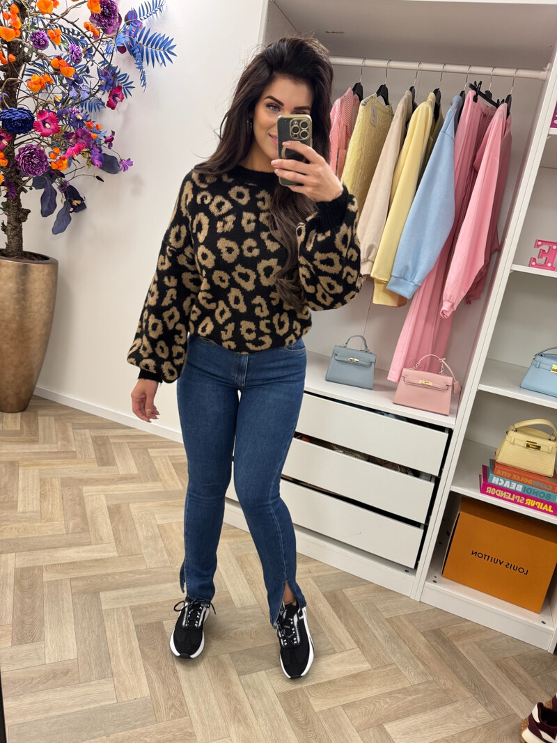 Trui all leopard Black