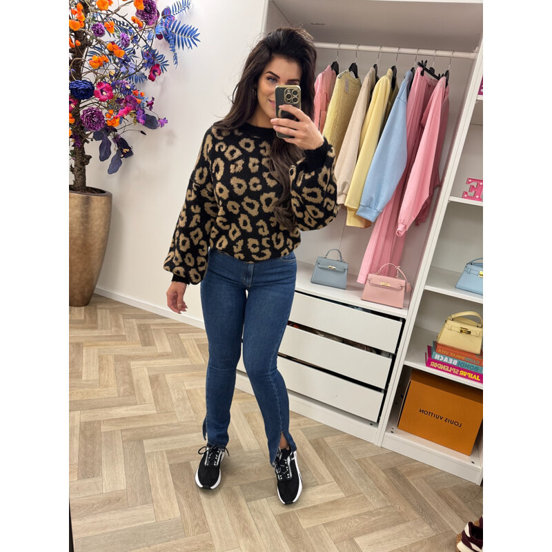 Trui all leopard Black