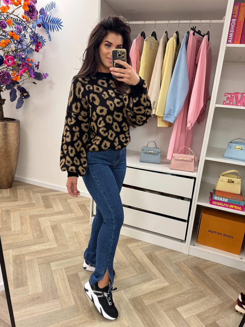 Trui all leopard Black