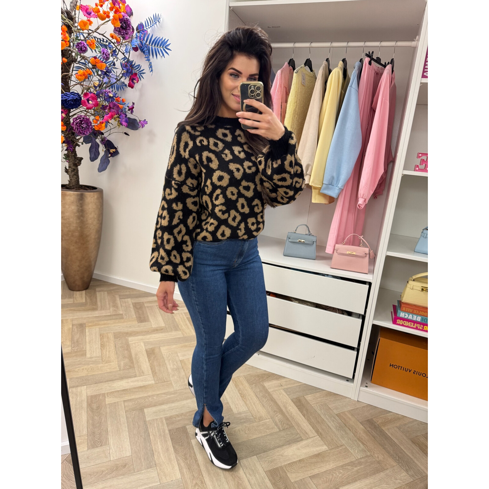 Trui all leopard Black