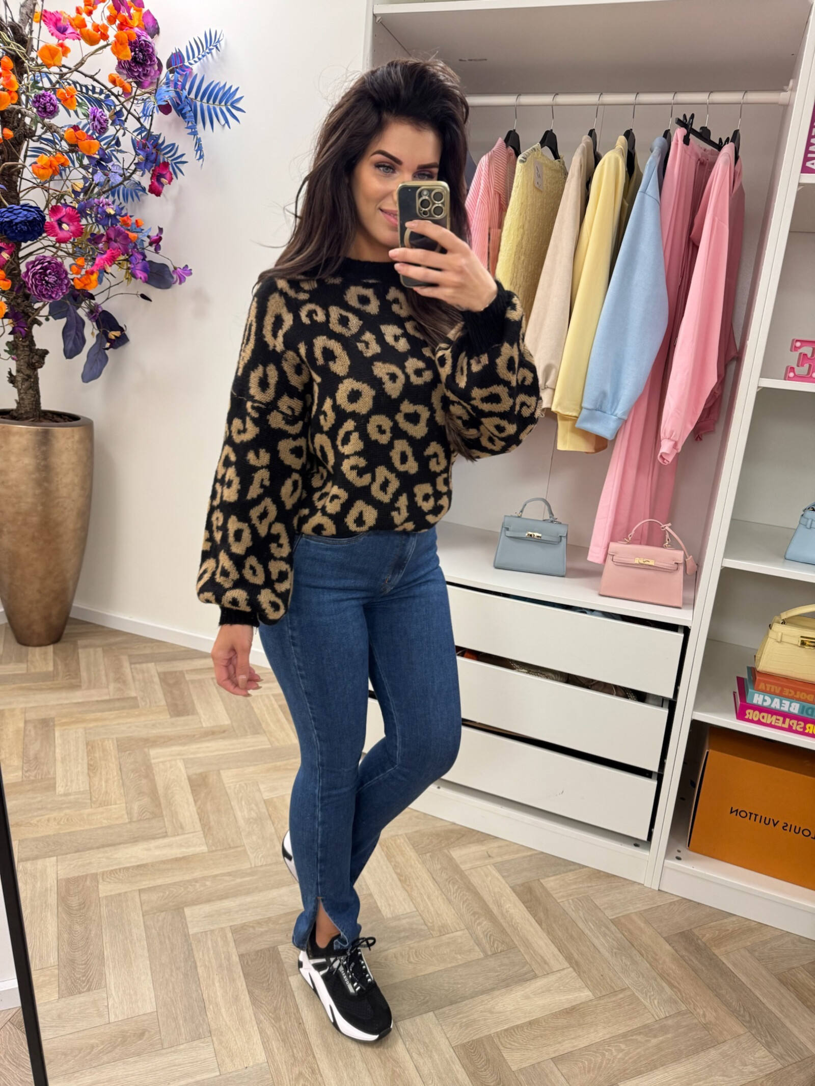 Trui all leopard Black