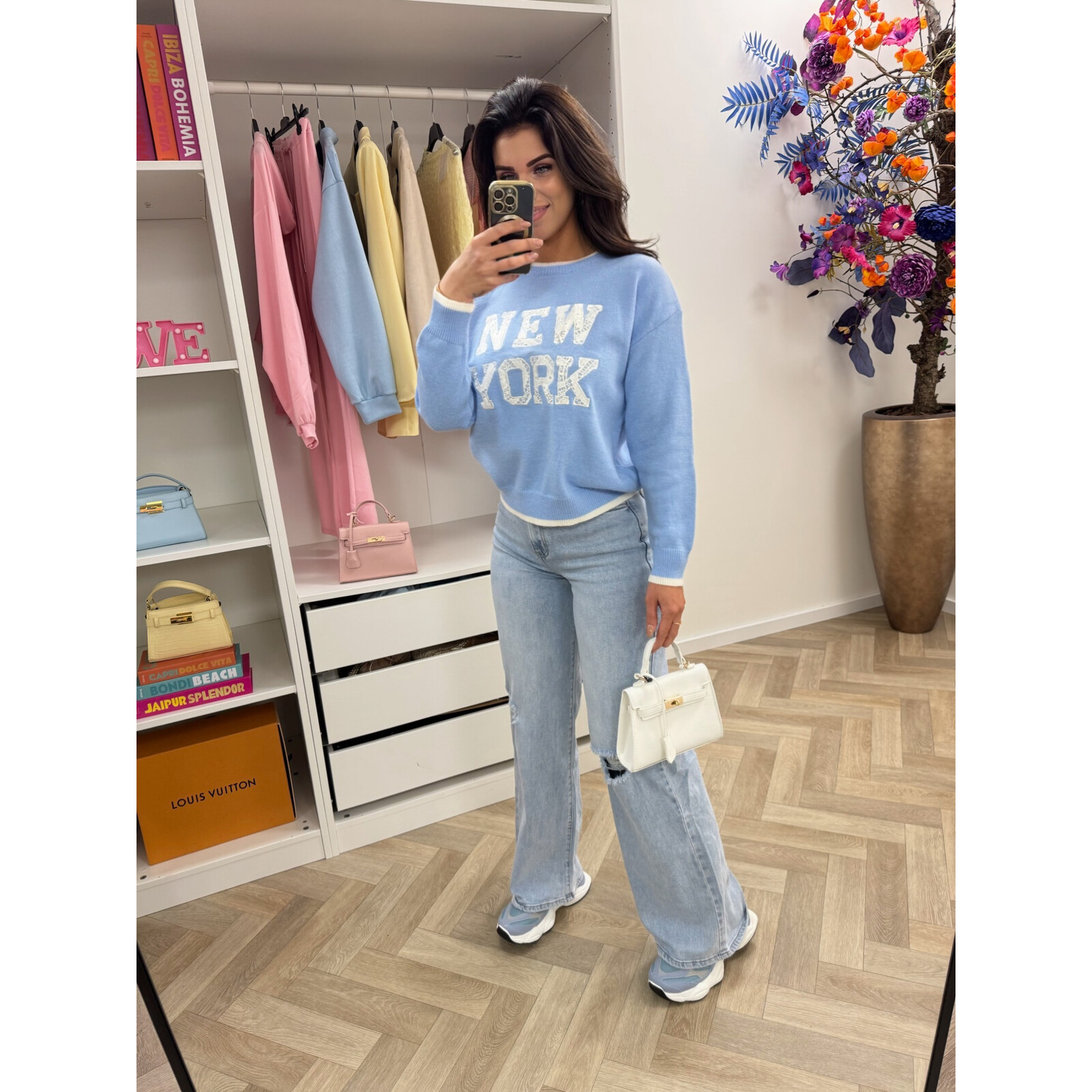Sweater New York lace AM607 Light Blue
