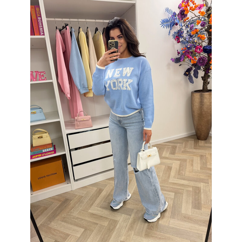 Sweater New York lace AM607 Light Blue