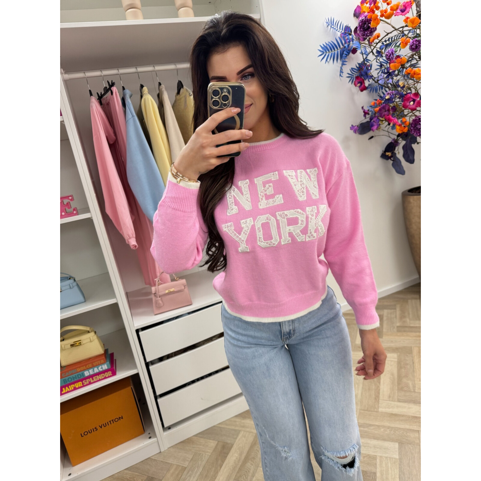 Sweater New York lace AM607 Pink