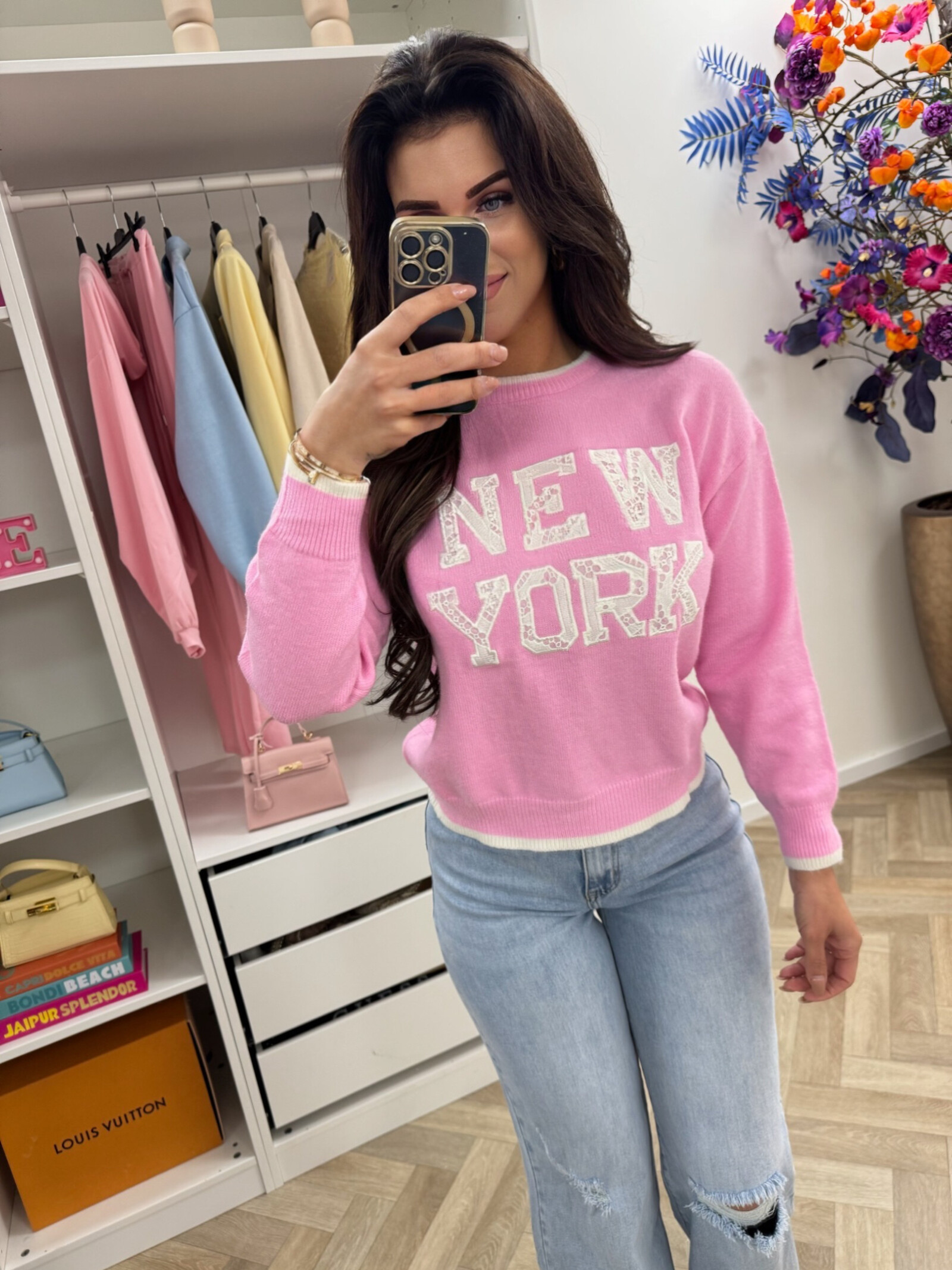 Sweater New York lace AM607 Pink
