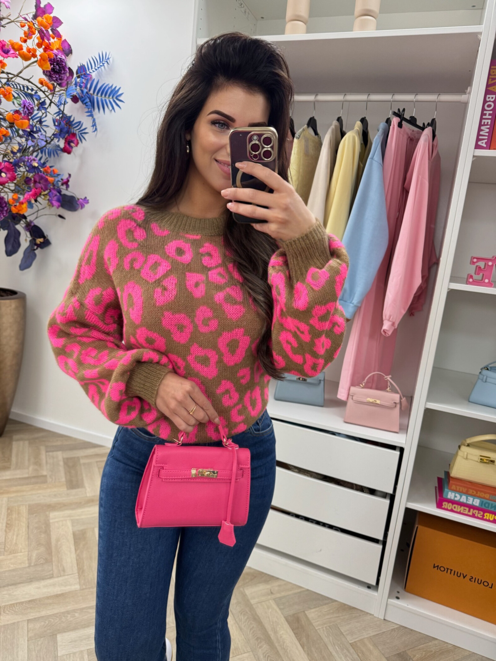 Trui all leopard Camel