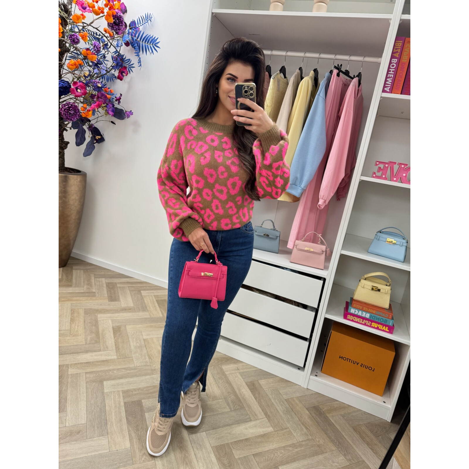 Trui all leopard Camel