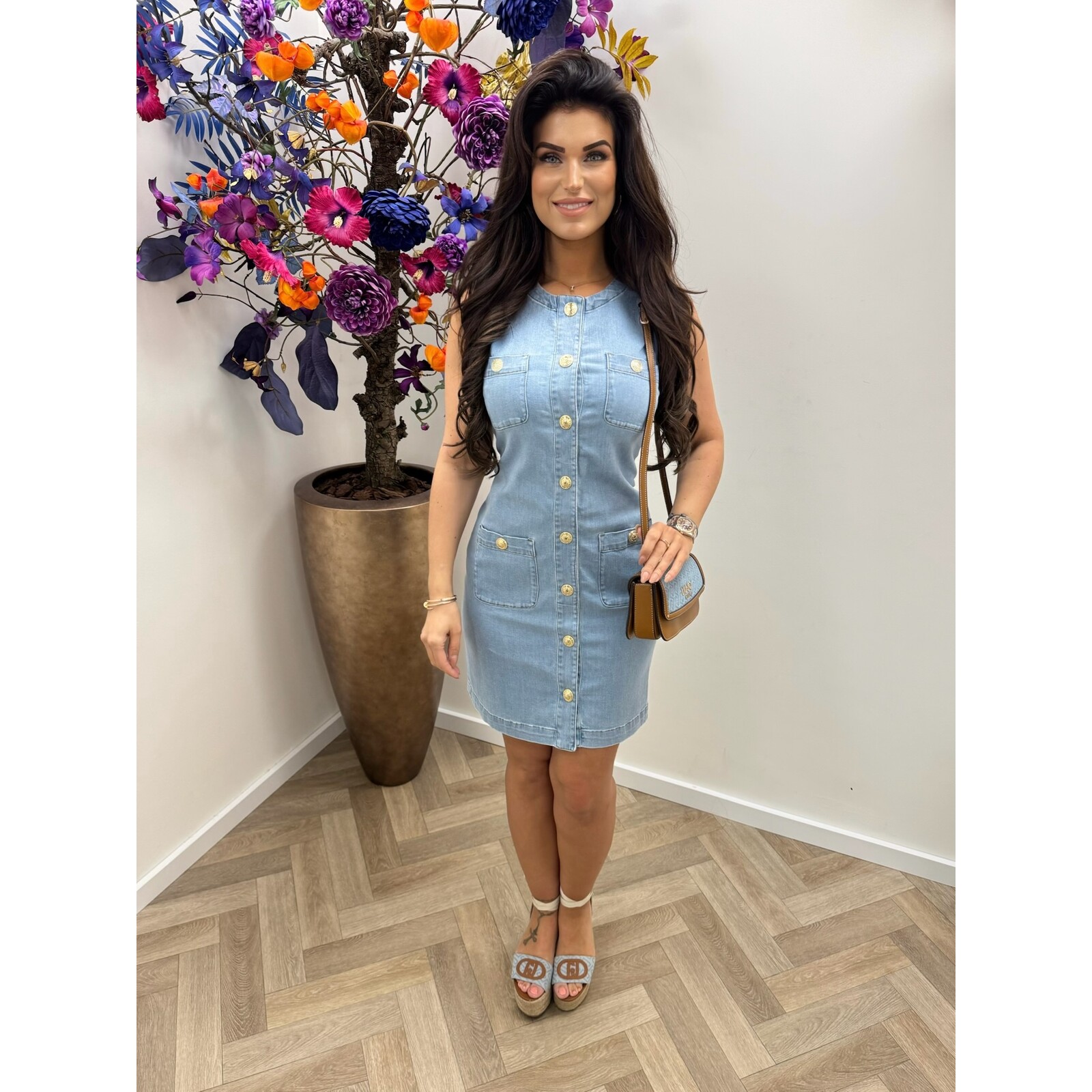 Liu-Jo Denim Dress Gold Button Liu jo 1086