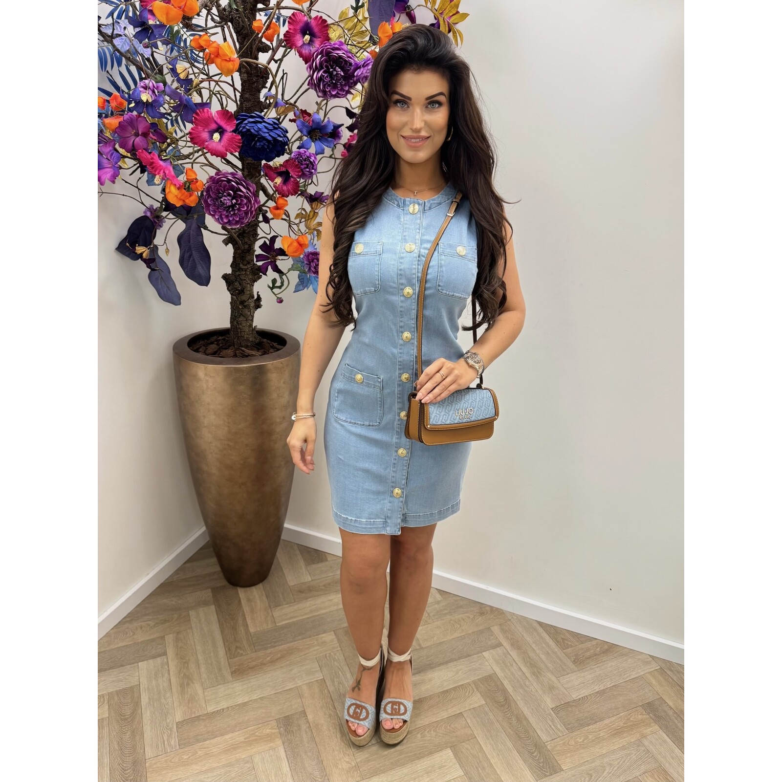 Liu-Jo Denim Dress Gold Button Liu jo 1086