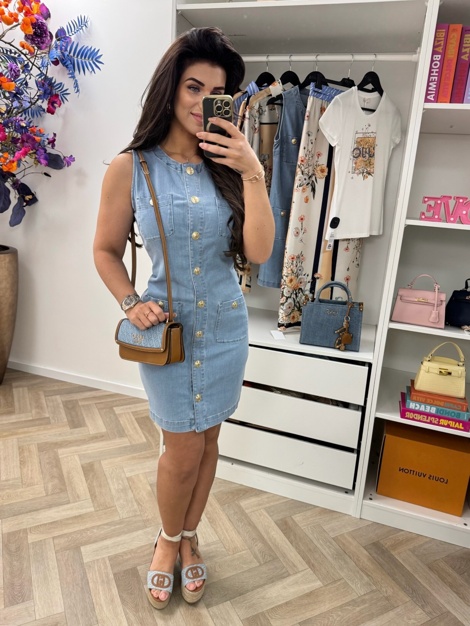 Liu-Jo Denim Dress Gold Button Liu jo 1086
