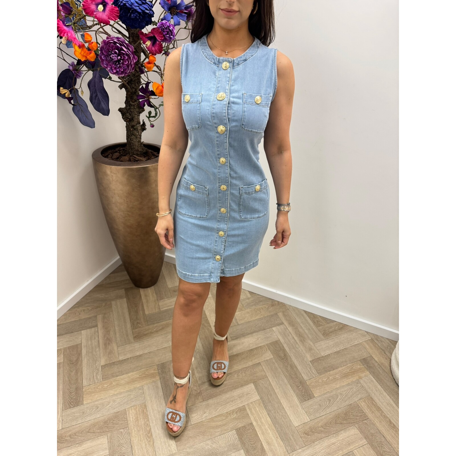 Liu-Jo Denim Dress Gold Button Liu jo 1086