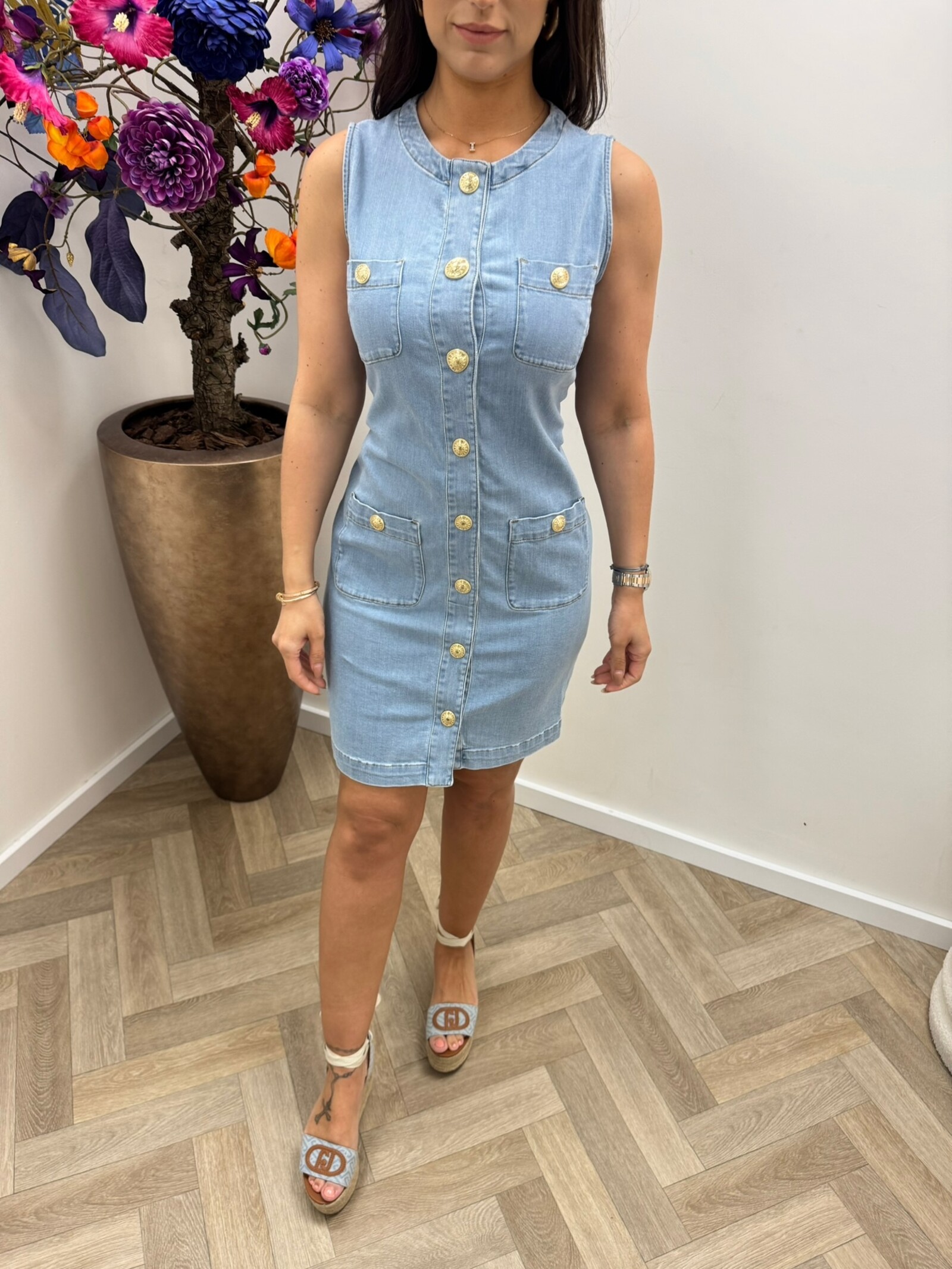 Liu-Jo Denim Dress Gold Button Liu jo 1086