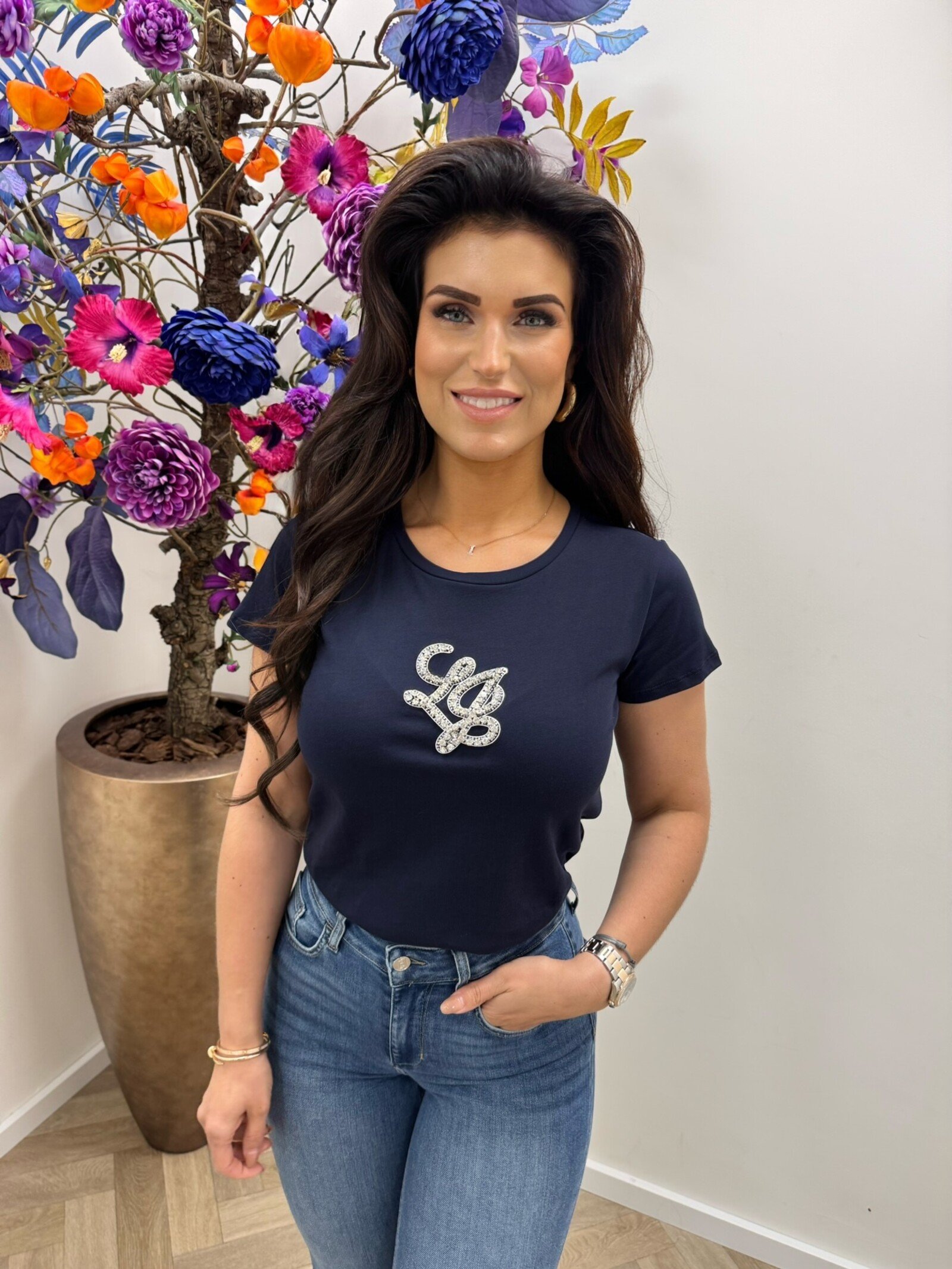 Liu-Jo T-shirt LJ Logo diamonds Navy Liu Jo 1944