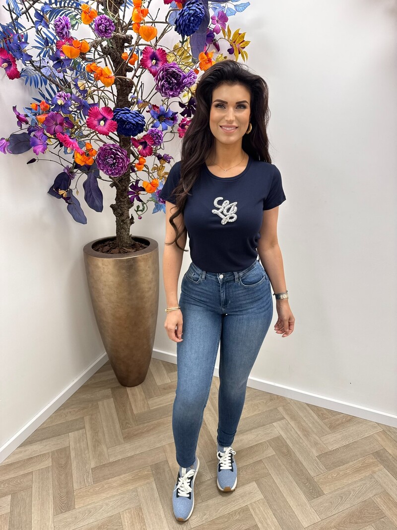 T-shirt LJ Logo diamonds Navy Liu Jo 1944
