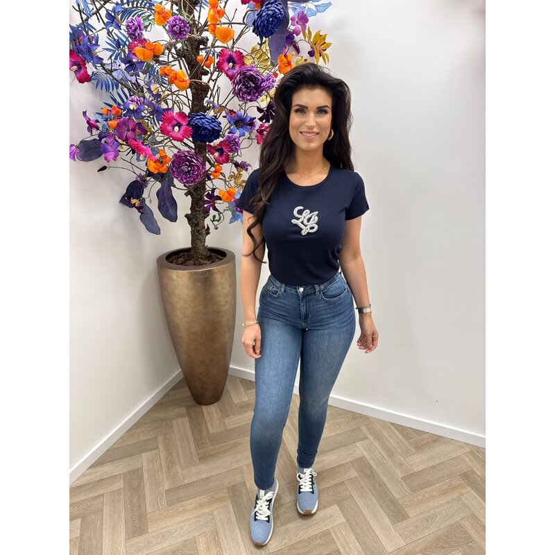T-shirt LJ Logo diamonds Navy Liu Jo 1944
