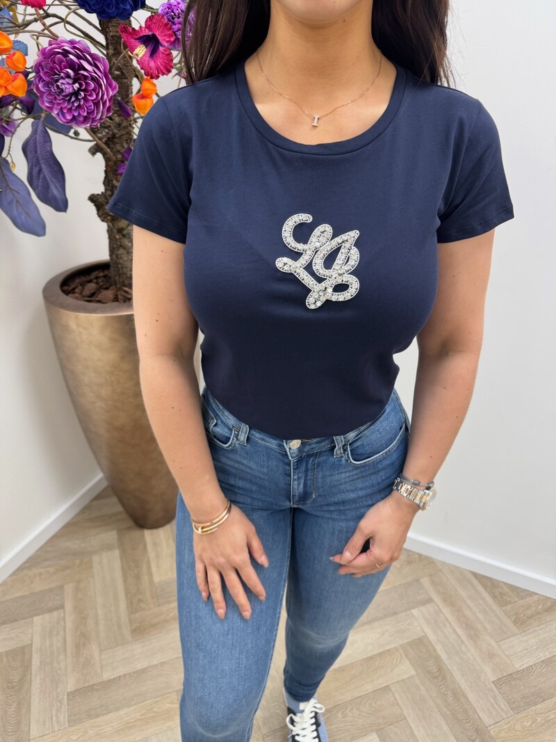 T-shirt LJ Logo diamonds Navy Liu Jo 1944