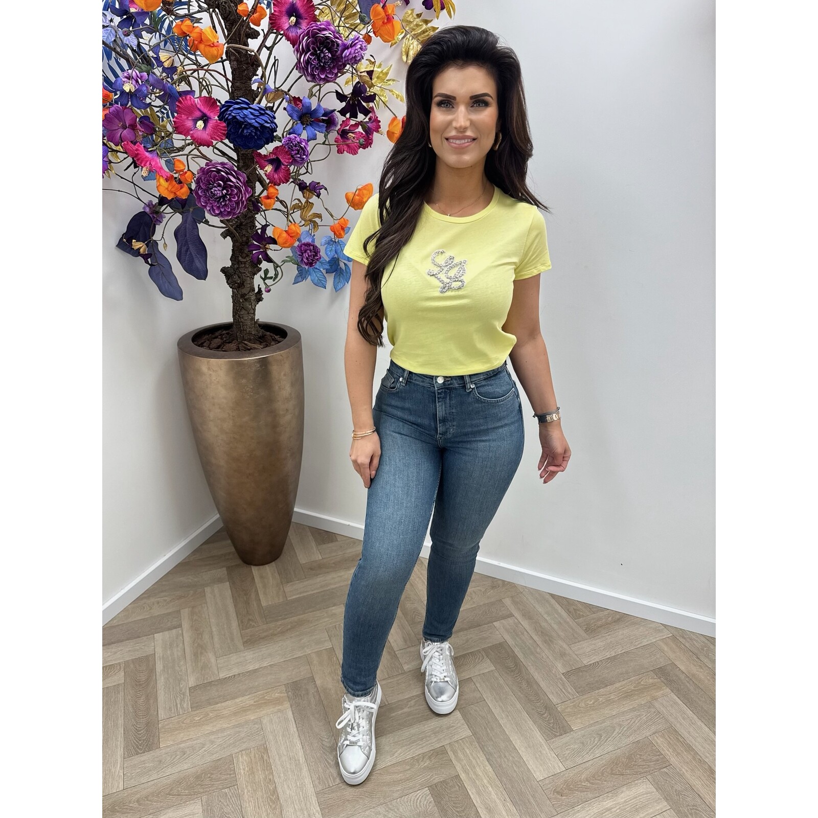 Liu-Jo T-Shirt LJ Logo diamonds Green 1943