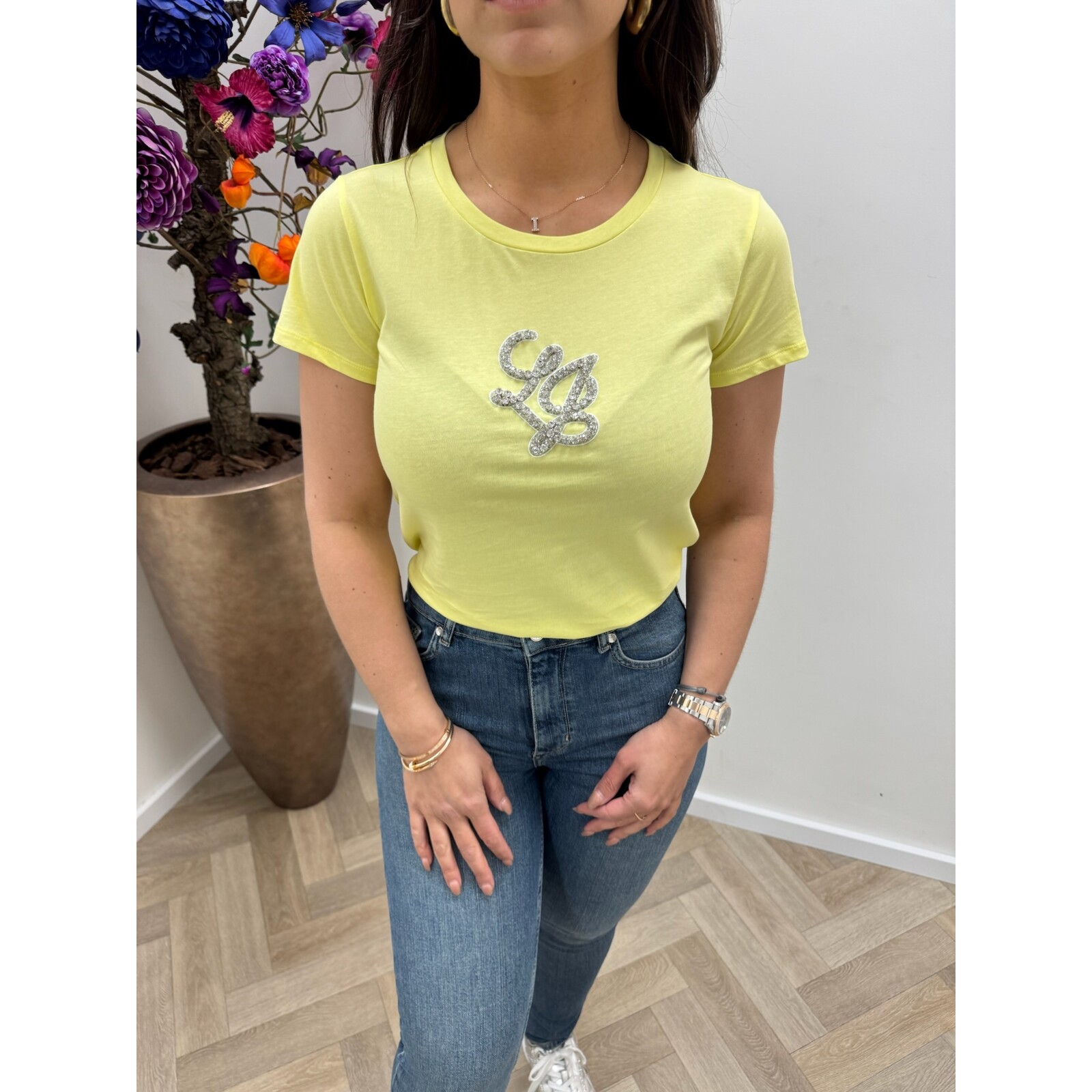 Liu-Jo T-Shirt LJ Logo diamonds Green 1943