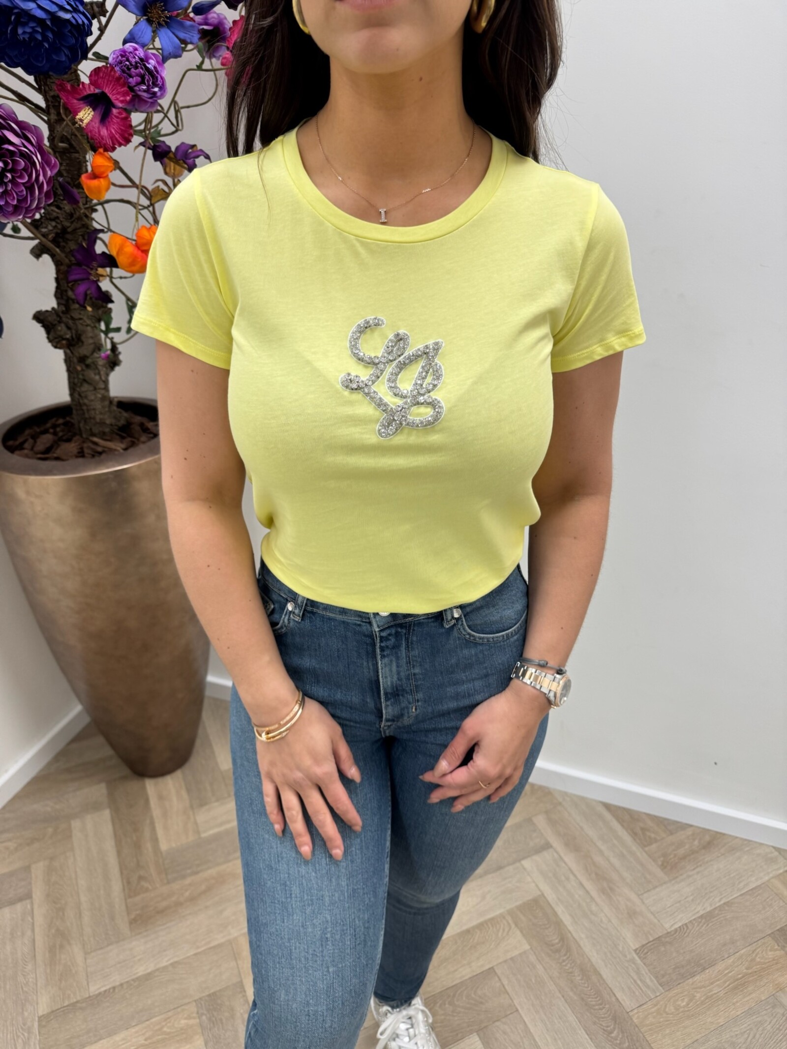 Liu-Jo T-Shirt LJ Logo diamonds Green 1943