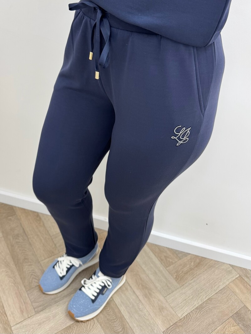 Sweat pants diamonds logo navy Liu Jo 1916