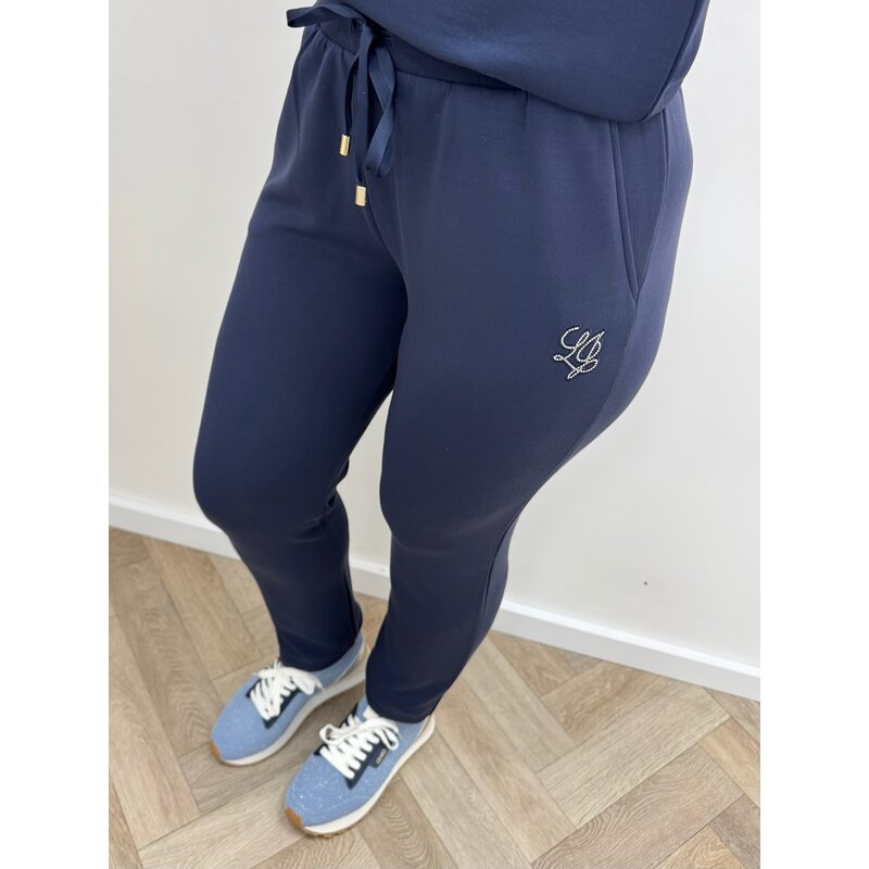 Sweat pants diamonds logo navy Liu Jo 1916