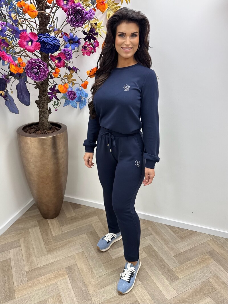 Sweater diamonds logo Navy Liu jo 1915