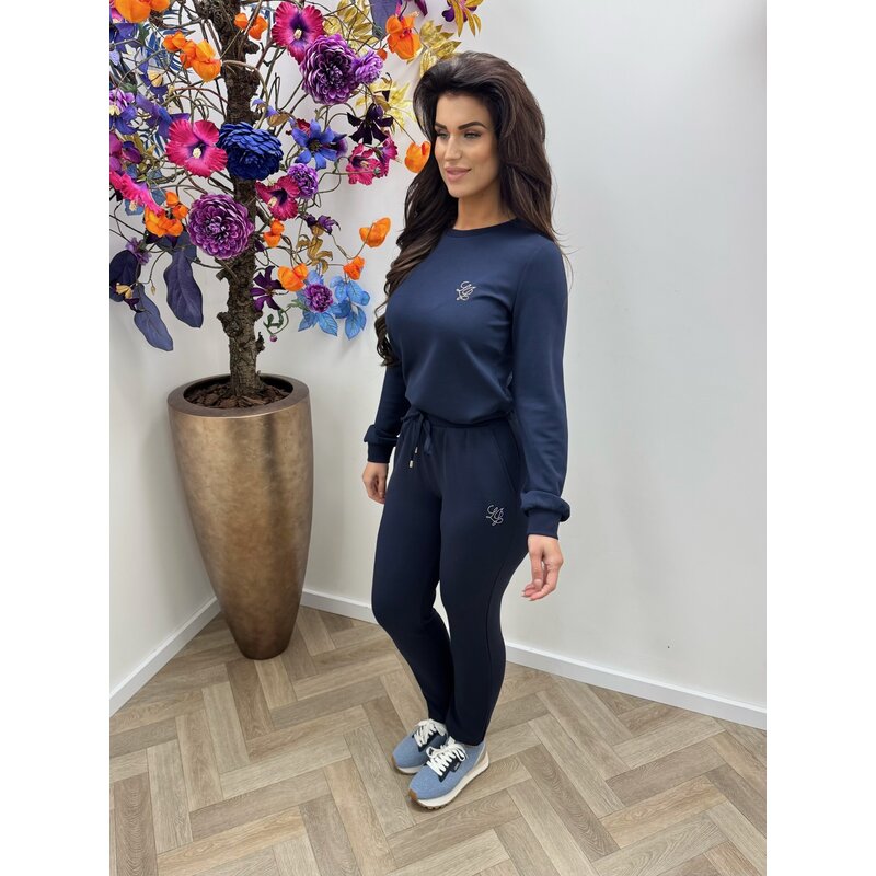 Sweater diamonds logo Navy Liu jo 1915