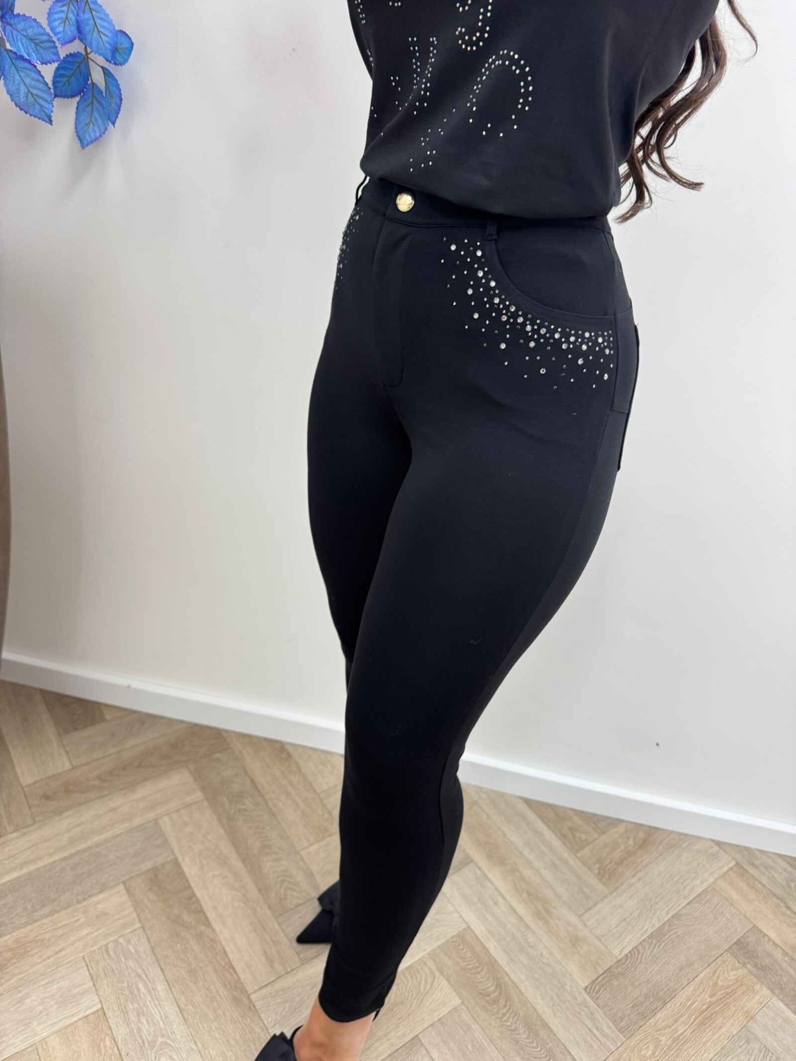 Liu-Jo Jersey Stretch pants Diamonds black liu jo 1848