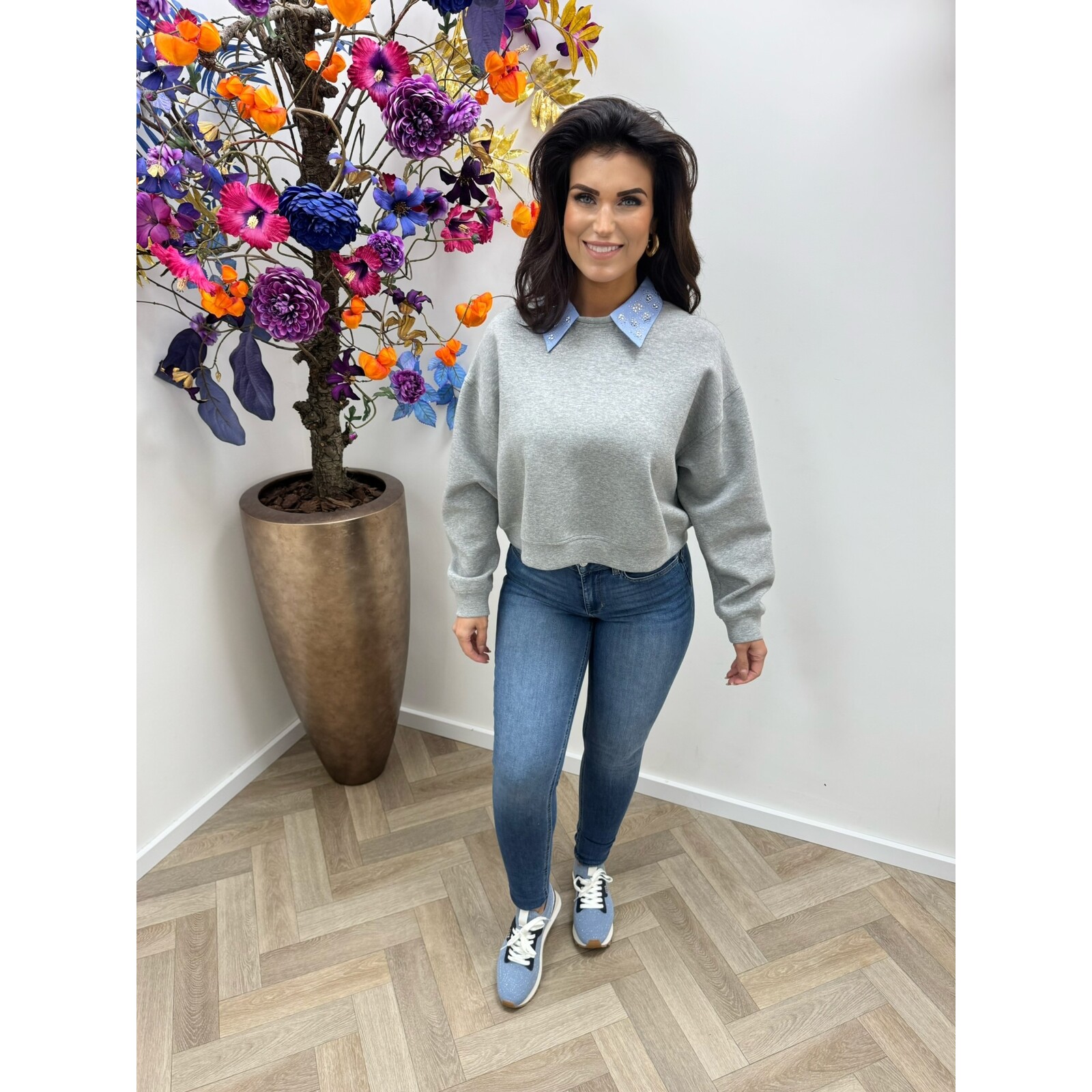 Liu-Jo Sweater Scuba Diamonds grey liu jo 1084