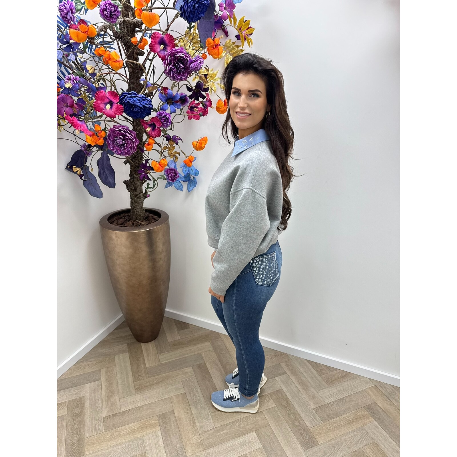 Liu-Jo Sweater Scuba Diamonds grey liu jo 1084