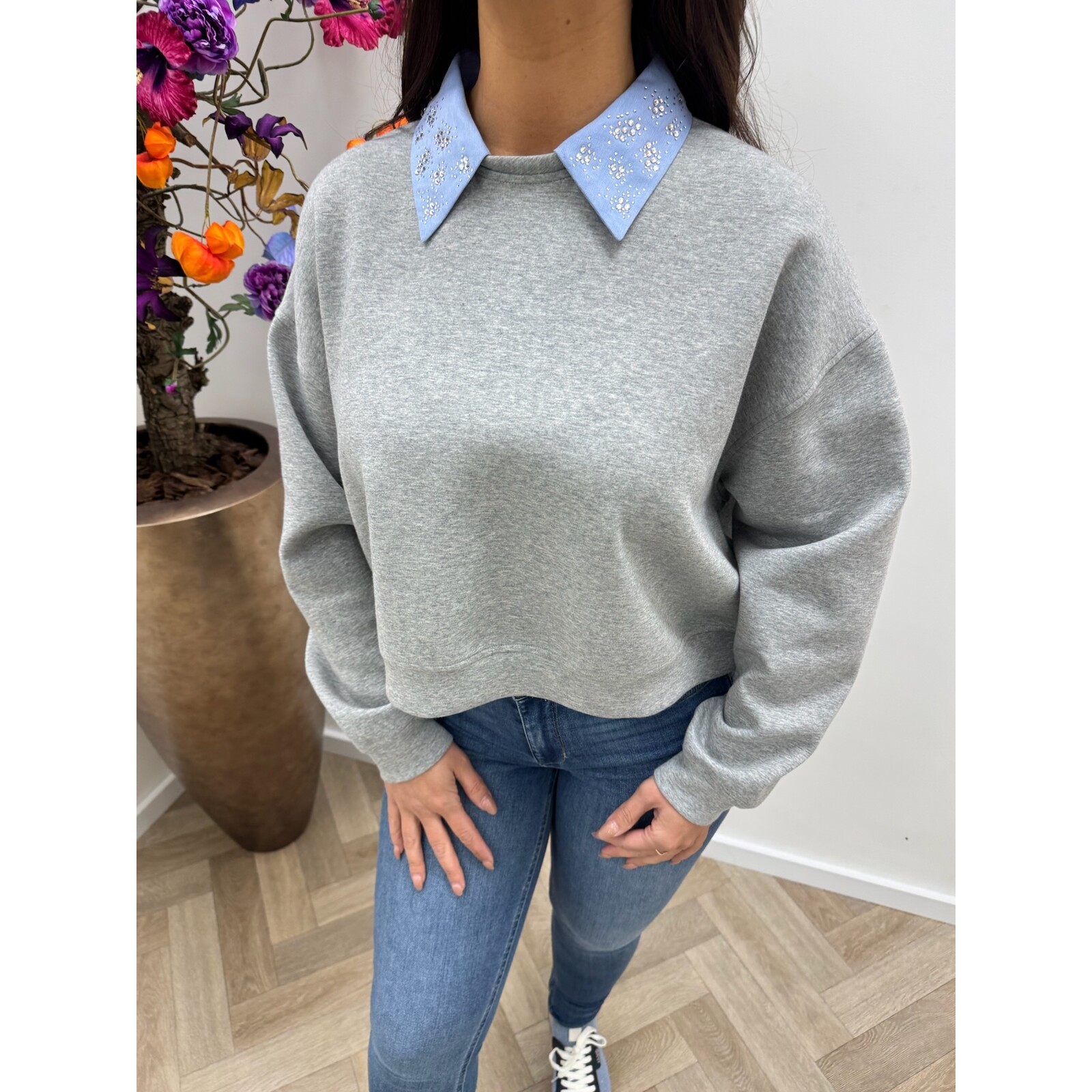 Liu-Jo Sweater Scuba Diamonds grey liu jo 1084