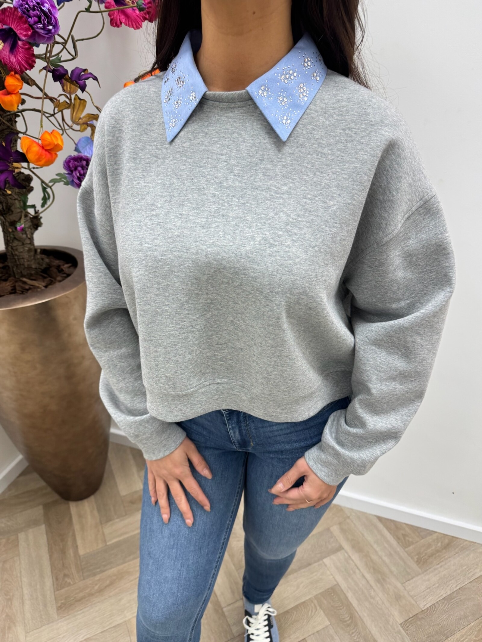 Liu-Jo Sweater Scuba Diamonds grey liu jo 1084