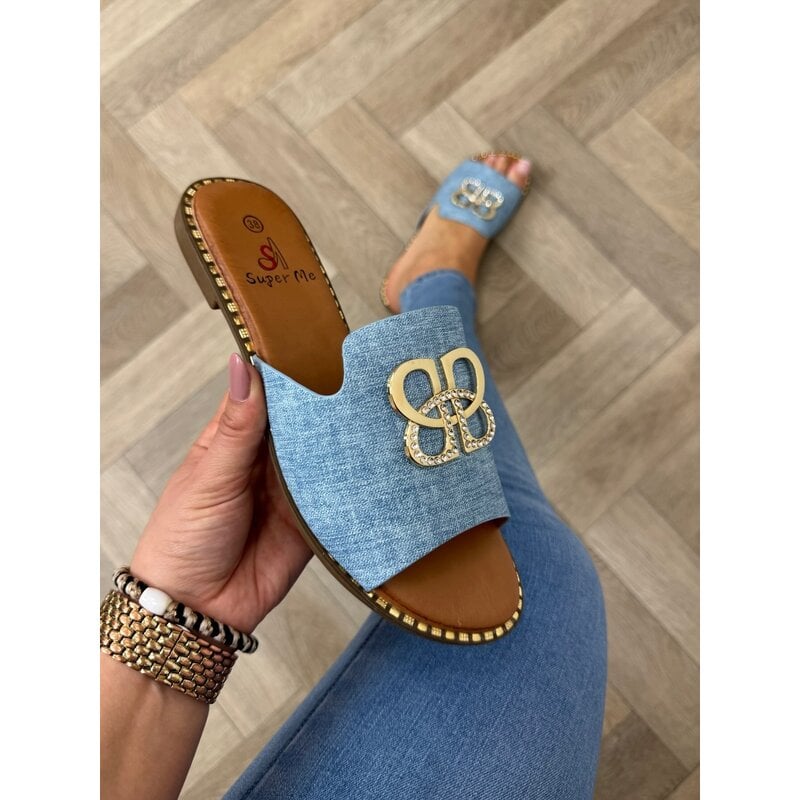 Slippers Gold Detail CH017 Blue