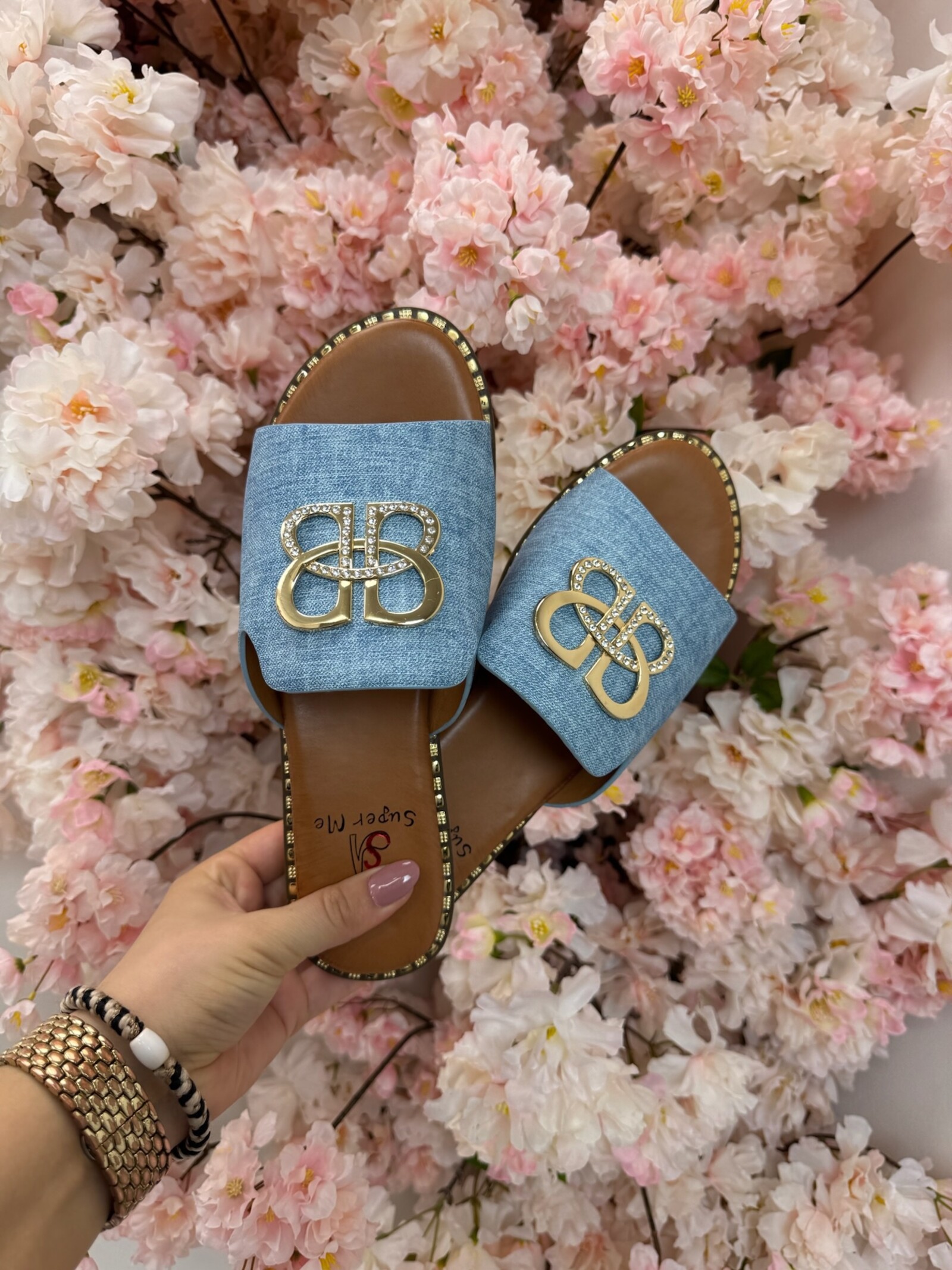 Slippers Gold Detail CH017 Blue