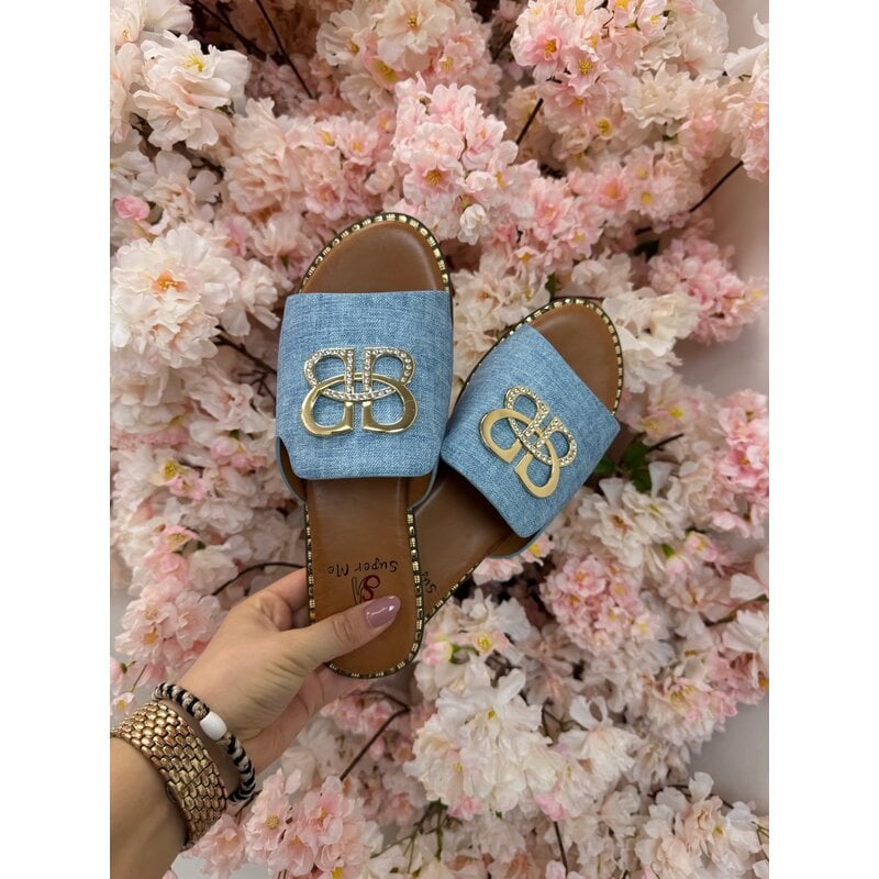 Slippers Gold Detail CH017 Blue