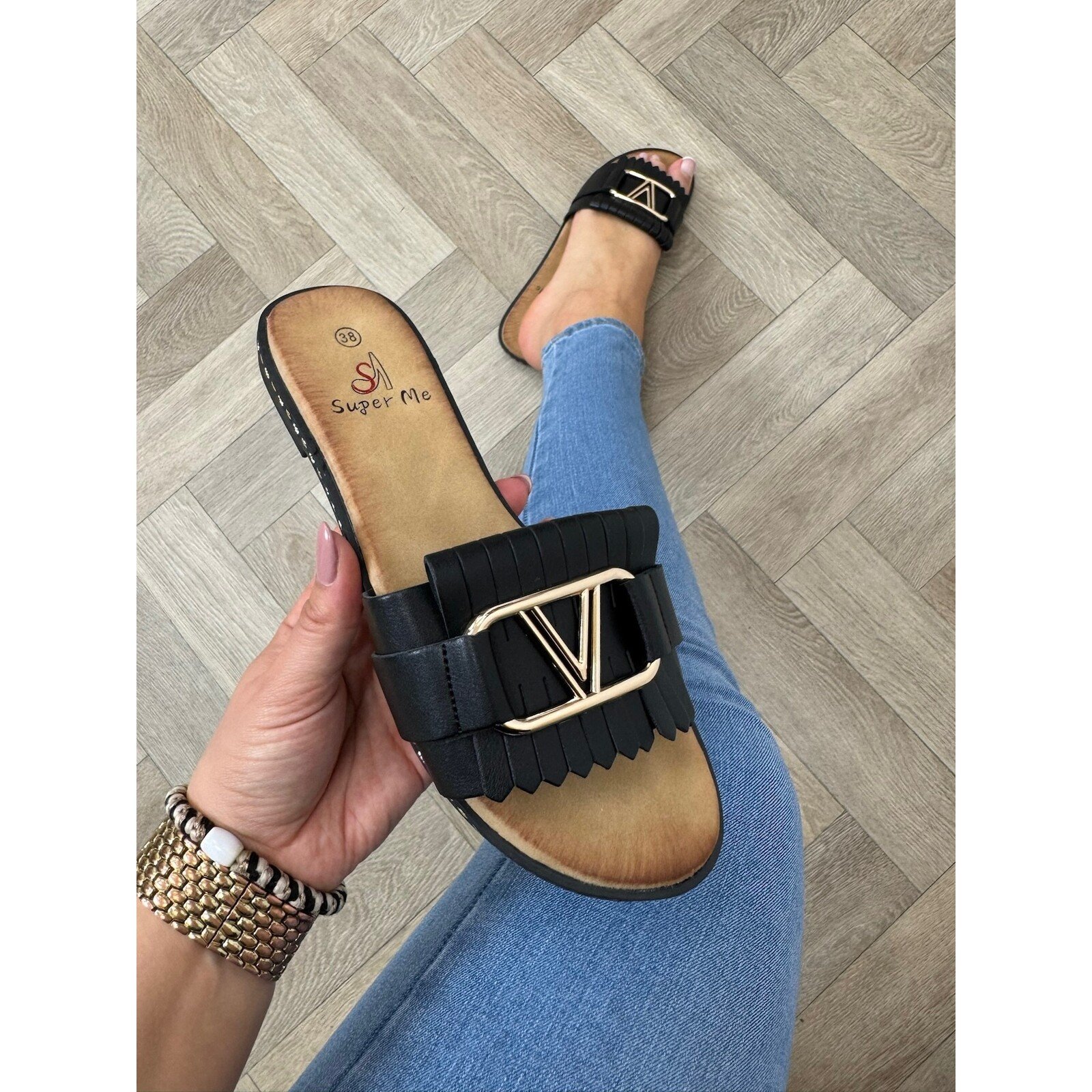 Slippers V Franje CH027 Black