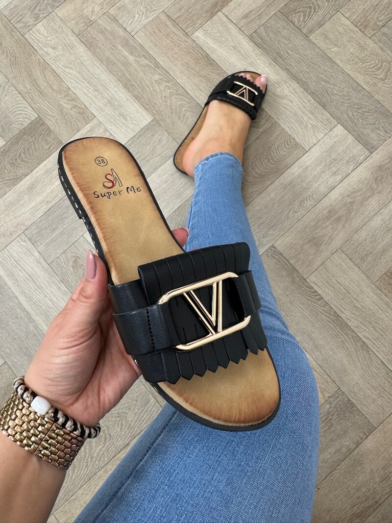 Slippers V Franje CH027 Black