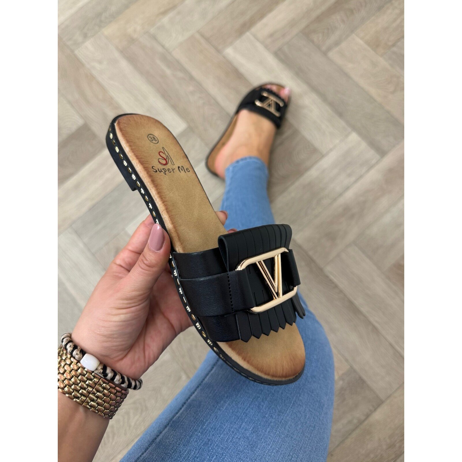 Slippers V Franje CH027 Black