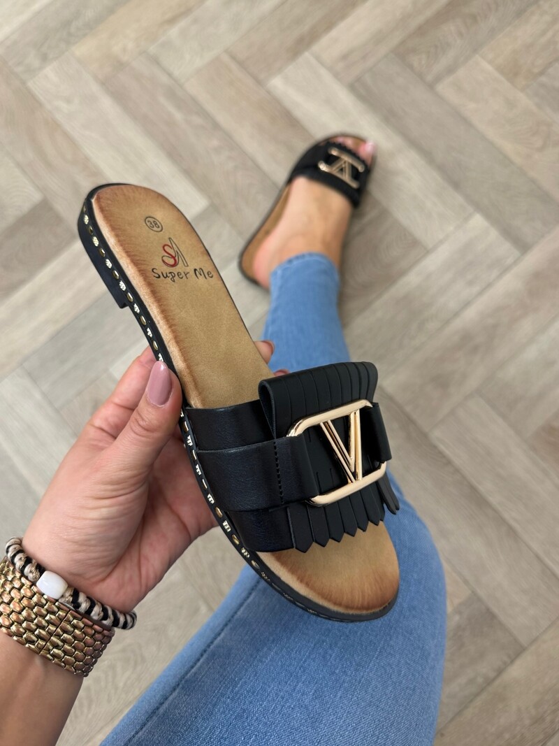 Slippers V Franje CH027 Black