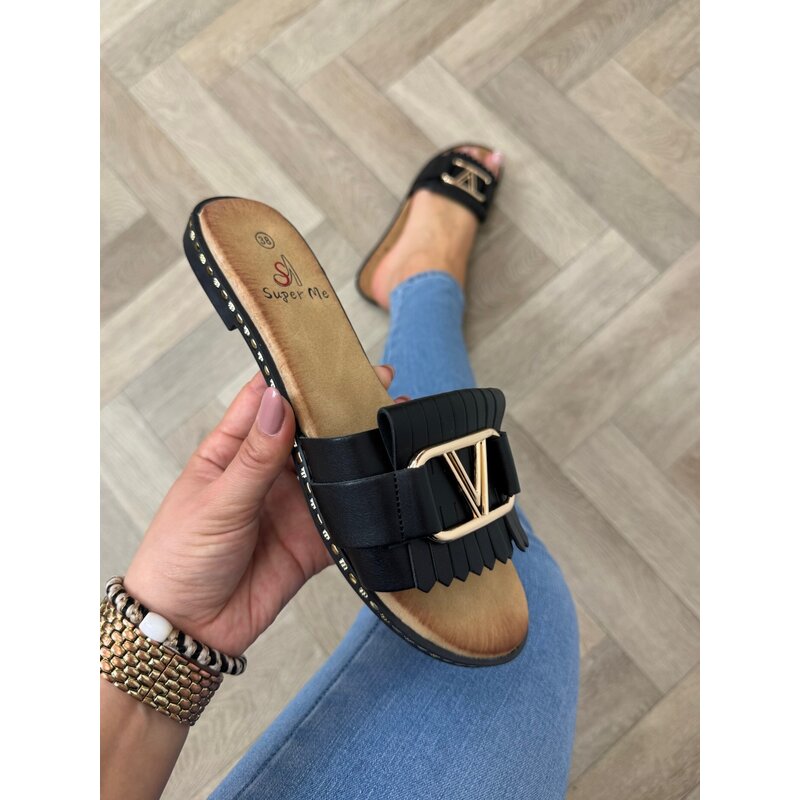 Slippers V Franje CH027 Black