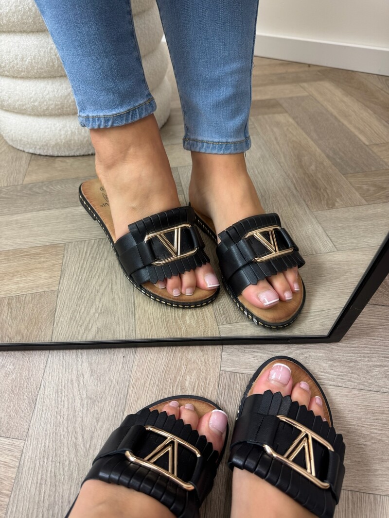 Slippers V Franje CH027 Black