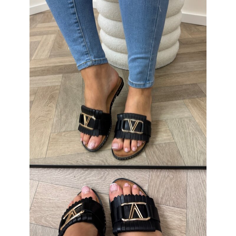 Slippers V Franje CH027 Black